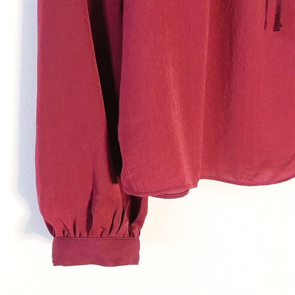 NEW! GAP Long Sleeve Split Neck red satin blouse. SIZE SMALL. - Picture 4 of 13